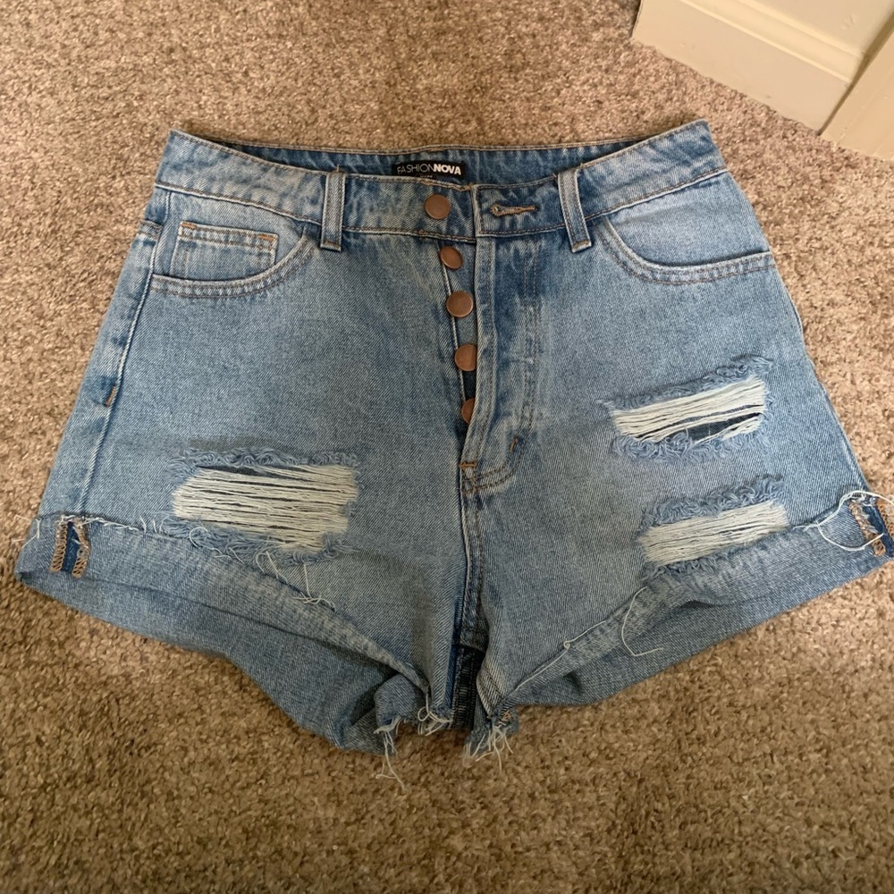 High rise jean shorts